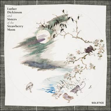 A white square with a painting of birds and a moon
Description automatically generated