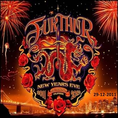 A logo with fireworks and a bridge in the background

Description automatically generated