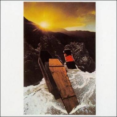 Coffins in the water with the sun in the background

Description automatically generated