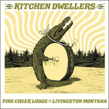 A crocodile with a drum
Description automatically generated