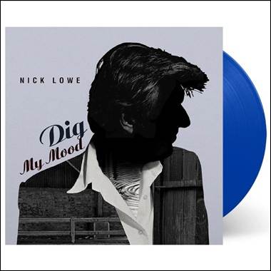 A blue vinyl record with a picture of a person
Description automatically generated