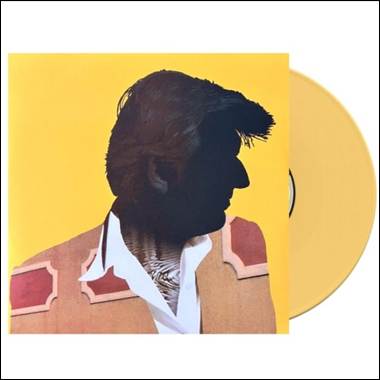 A yellow cd with a person's face
Description automatically generated
