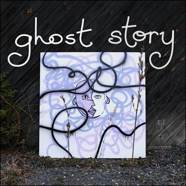 A white square with black and purple graffiti on it
Description automatically generated