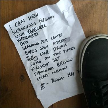 A paper with writing on it next to a shoe
Description automatically generated