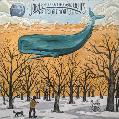 A painting of a whale and a person walking in the snow
Description automatically generated